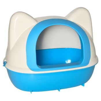 Caja De Arena Para Gatos De Pp 59x42,5x47 Cm-pawhut.blanco Y Azul