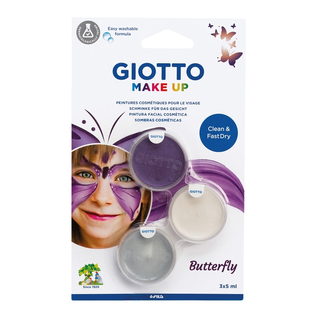 Giotto - Blíster 3 unidades de pintura facial cosmética temática mariposa Make Up Giotto.