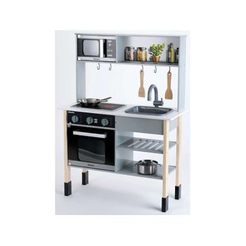 Theo Klein 7199 Cocina Miele, Cocina Blanca De Madera Que Incluye Placa De Cocción Con Luz Y Sonido, Medidas: 70 Cm X 30 Cm X 91 Cm, Elegantes