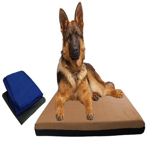 Cama con doble funda de pana para perros color Marrón