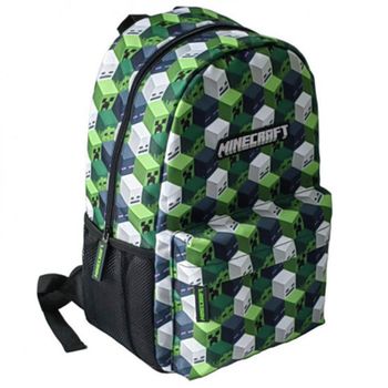 Mochila Escolar De Minecraft Con Bolsillo Delantero Verde De 40 Cm