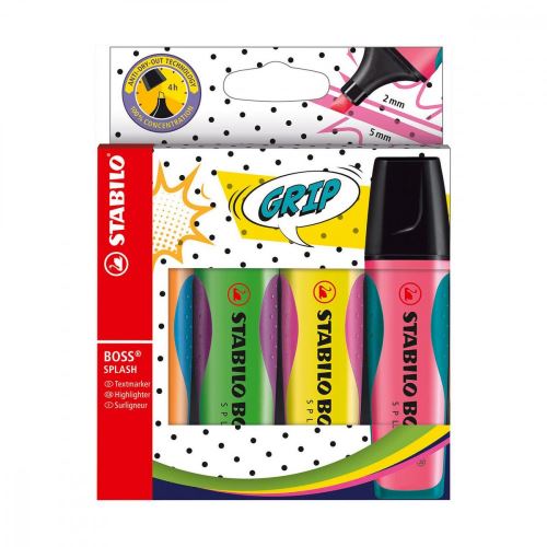 Estuche 4 Marcadores Fluorescentes STABILO Boss Splash