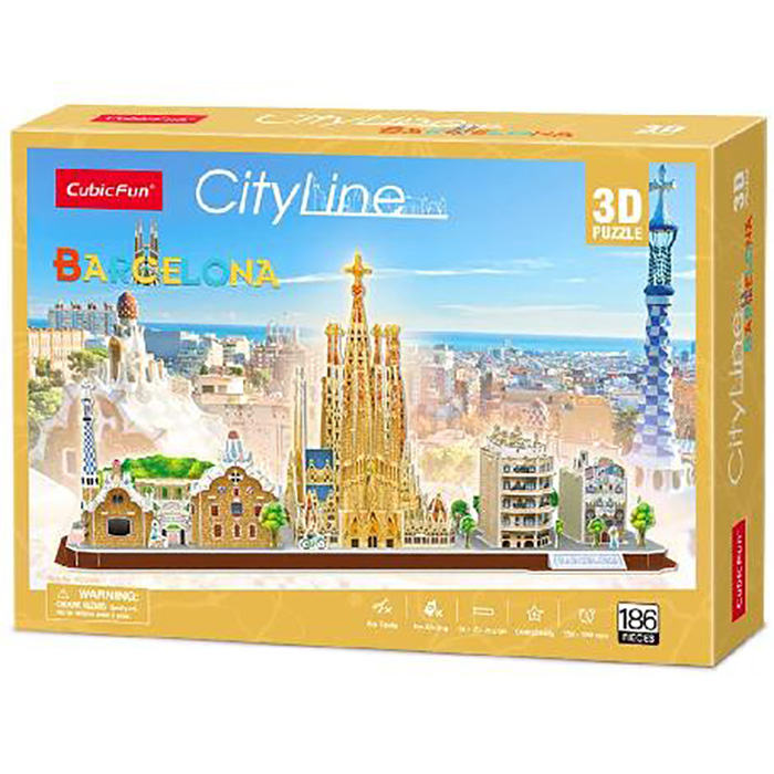 Puzle 186 piezas 3D Cubic Fun City Line: Barcelona