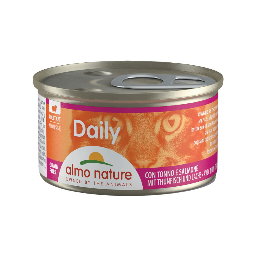 Almo Nature Daily Mousse de Atún y Salmón lata para gatos