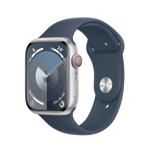 Apple Watch S9 LTE  45mm Caja de aluminio Plata y correa deportiva Azul tempestad - Talla M/L