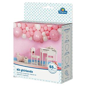 Guirnalda rosa y blanca con 65 piezas