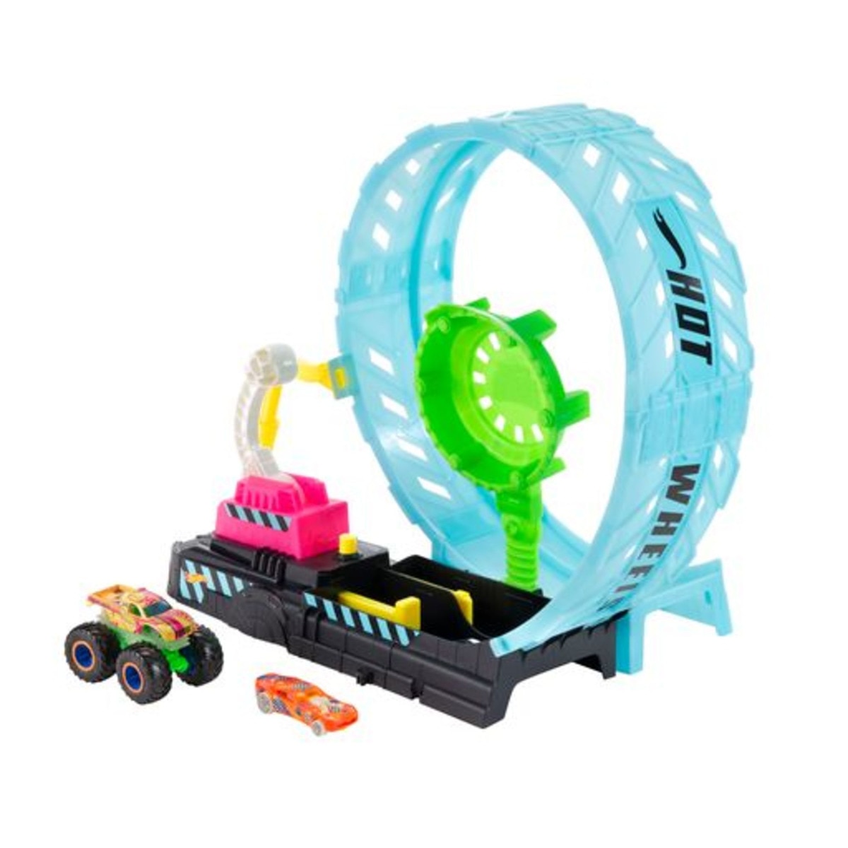 Hot Wheels - Monster Trucks Glow Reto Looping Extremo Pista De Coches