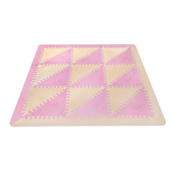 Lubabymats - Alfombra Puzzle Infantil Para Bebés De Foam (eva), Suelo Extra Acolchado. Medida: 161x161 Cm. Color Rosa Y Beige