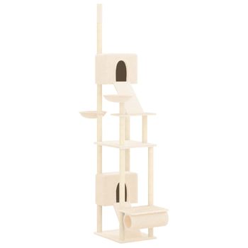 Árbol Rascador Para Gatos De Suelo A Techo Crema 277-303 Cm Vidaxl