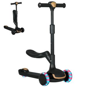 Homcom - Patinete Triscooter 2 en 1 negro