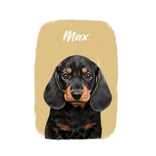 Mascochula max retrato personalizado realista en digital con tu mascota mostaza