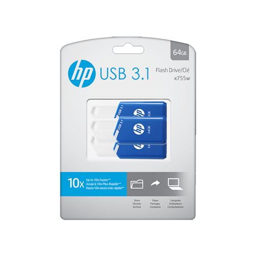 Set 3 Pendrive Memoria USB 3.1 HP X755W 64GB