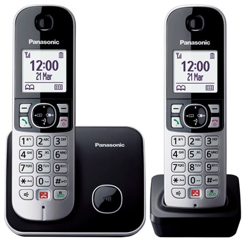 Teléfono inalámbrico Panasonic Dect Duo KX-TG6852SP Negro