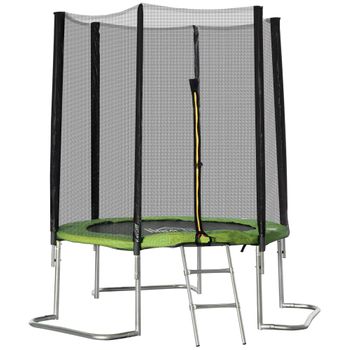 Cama Elástica De Jardín Homcom Acero Pp Pvc, Ø223x230 Cm, Verde