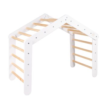 Triángulo De Aprendizaje Madera Madera Para Niños 112x61x94 Cm Triangulo Escalada Niños, Blanco Meowbaby