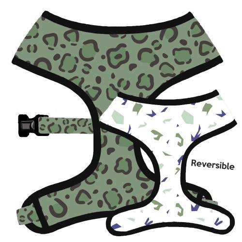 Arnés reversible CaponeTheDog estampado Animal Print Verde