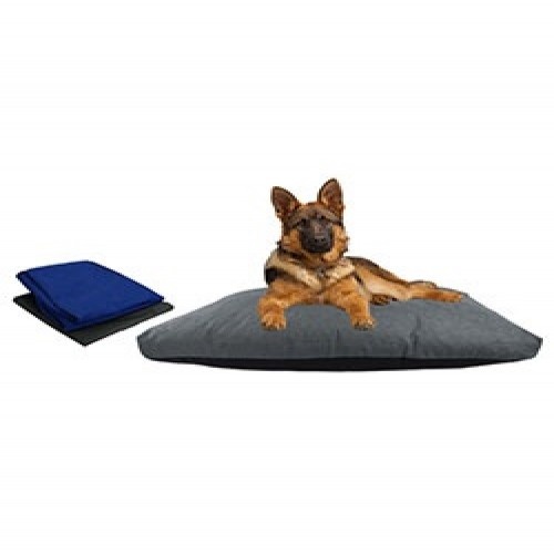 Cama con doble funda para perros color Gris