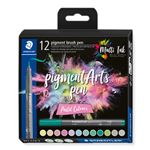 Estuche con 12 rotuladores STAEDTLER Pigment Arts con punta pincel colores pastel