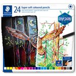 Estuche metálico 24 lápices Design Journey STAEDTLER de color Super soft 149C hexagonal