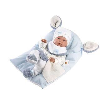 Muñeco Rn Nico 40 Cm Con Cojin Celeste. Incluye Cojin Y Chupete. (llorens - 73895)