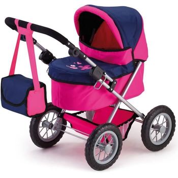 Cochecito De Paseo Bayer Para Muñeca Trendy Classic Blue Pink, Ajustable - 68 Cm