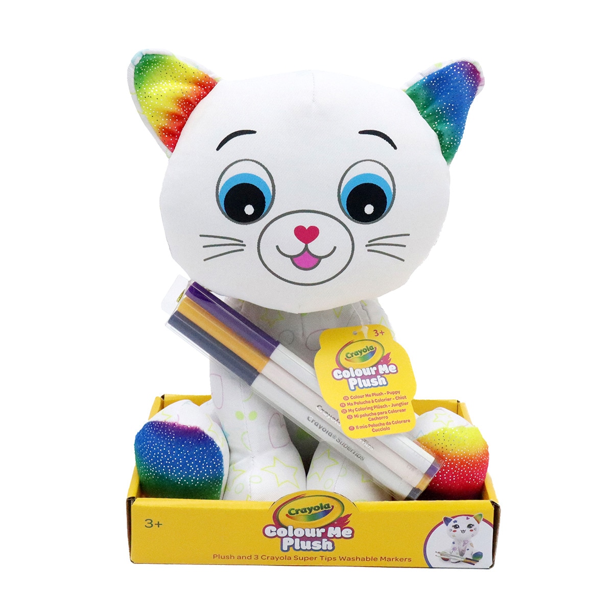 Crayola - Colorea tu Peluche Gatito 3 rotuladores Crayola.