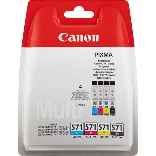 Pack de Cartucho de tintas 4 colores (CMYK) Canon CLI-571 0386C004