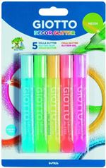 Pack 5 botes cola Giotto Decor Glitter Glue Strass