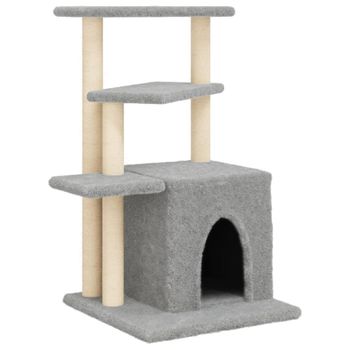 Rascador Para Gatos Con Postes De Sisal Gris Claro 83,5 Cm Vidaxl