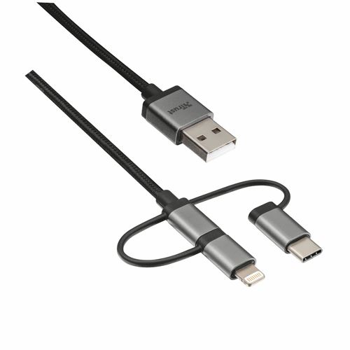 Cable Trust Urban Micro USB, USB-C y Lightning Negro 1 m