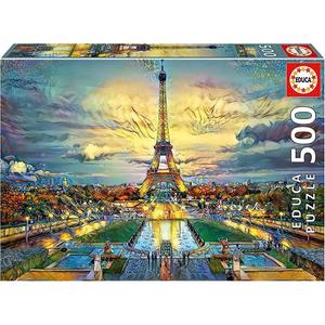 Educa Borras - Puzzle 500 piezas Torre Eiffel: montaje y cola Fix incluidos ㅤ