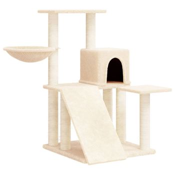 Rascador Para Gatos Con Postes De Sisal Color Crema 82 Cm Vidaxl