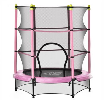 Trampolín Para Niños De +3 Años Con Red De Seguridad Rosa Homcom