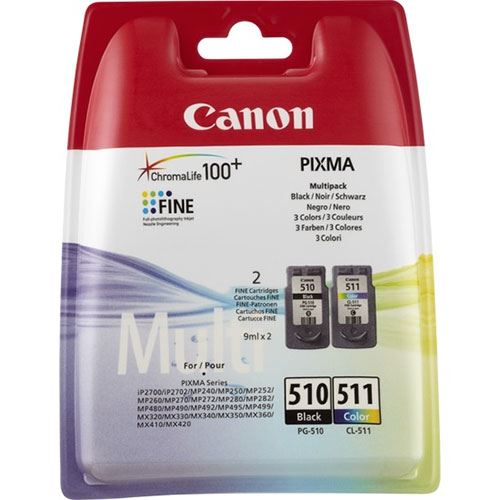 Pack Cartucho de tintas Negro-Color Canon PG-510 + CL-511 2970B011