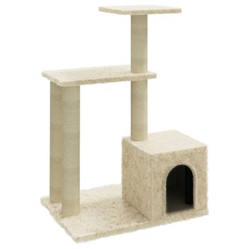 Rascador Para Gatos Con Postes De Sisal Color Crema 71 Cm Vidaxl