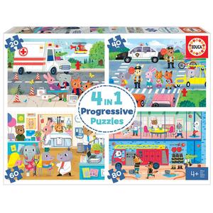 Educa Borrás - Héroes en acción - Pack 4 puzzles progresivos