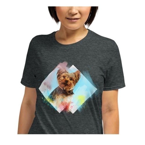 Mascochula camiseta mujer personalizada acuarela con tu mascota gris oscuro