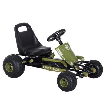 Go Kart Coche De Pedales Con Asiento Ajustable Negro Y Verde Homcom