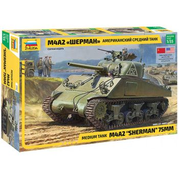 Zvezda 3702 - Maqueta Tanque M4a2 Sherman 75mm. Escala 1/35