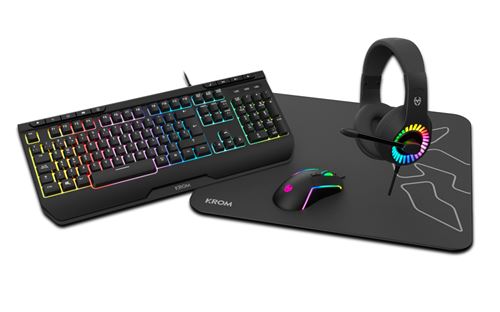 Combo gaming Krom Keya Teclado + ratón + auriculares + alfombrilla