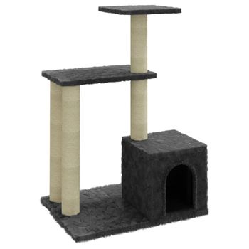 Rascador Para Gatos Con Postes De Sisal Gris Oscuro 71 Cm Vidaxl