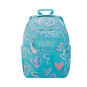 Totto - Mochila escolar adaptable a carro corazones pintados Acuareles