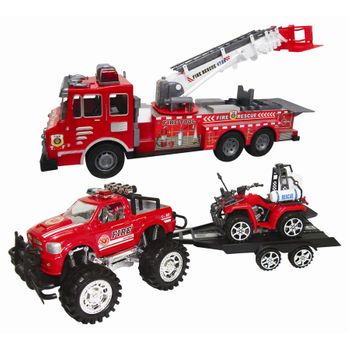 Set Bomberos: Camión, Off Roader, Remolque Y Quad