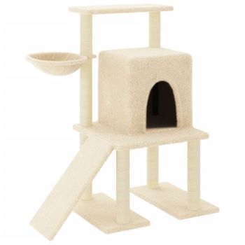 Rascador Para Gatos Con Postes De Sisal Color Crema 96,5 Cm Vidaxl