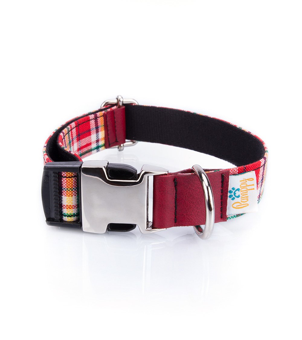 Collar Pamppy Funny Tartán rojo para perros