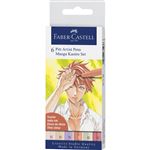 Estuche con 6 Rotuladores Faber-Castell Pitt Artist Pen Manga Kaoiro