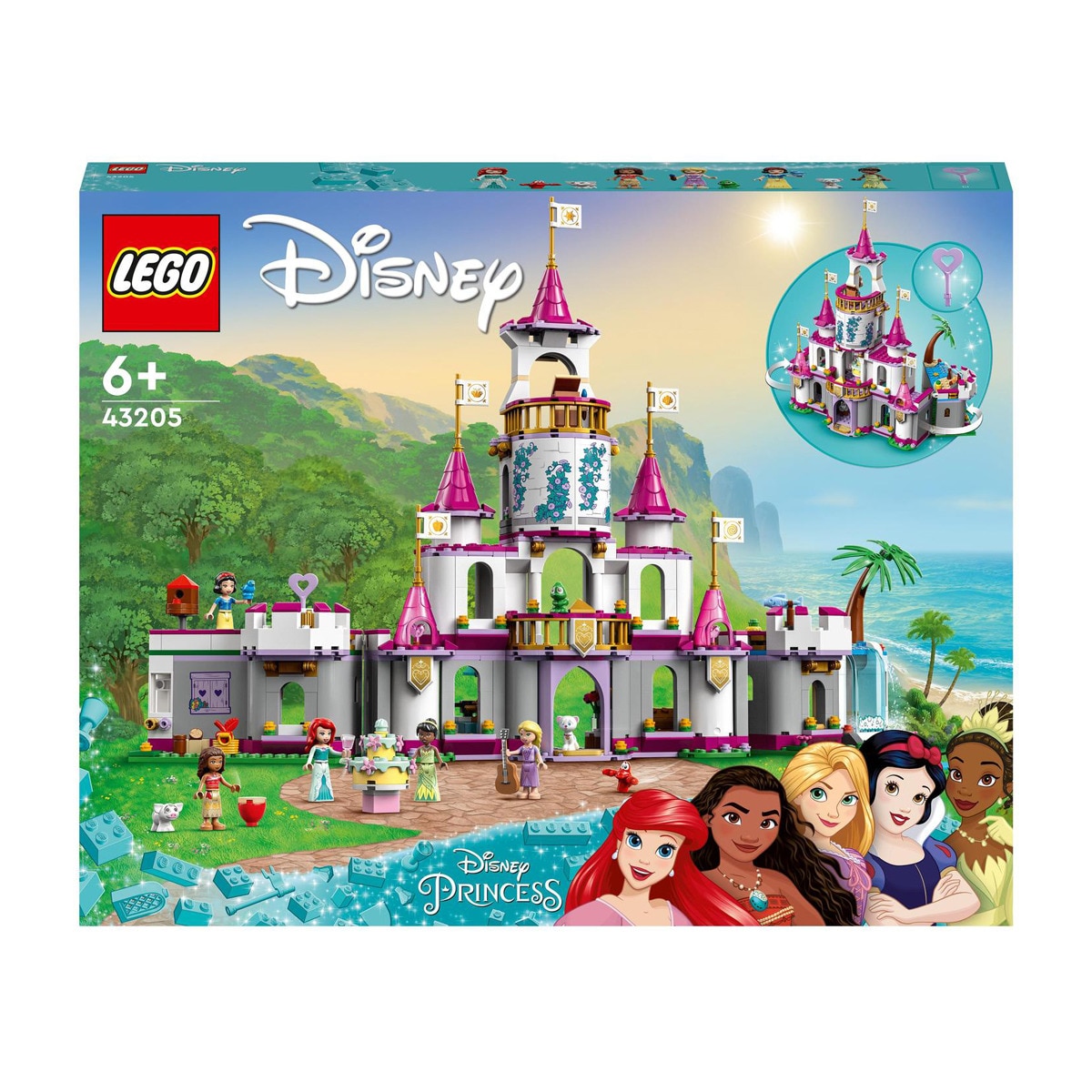 LEGO -  De Construcción Gran Castillo De Aventuras De Ariel, Vaiana, Rapunzel, Blancanieves Y Tiana Disney Princess