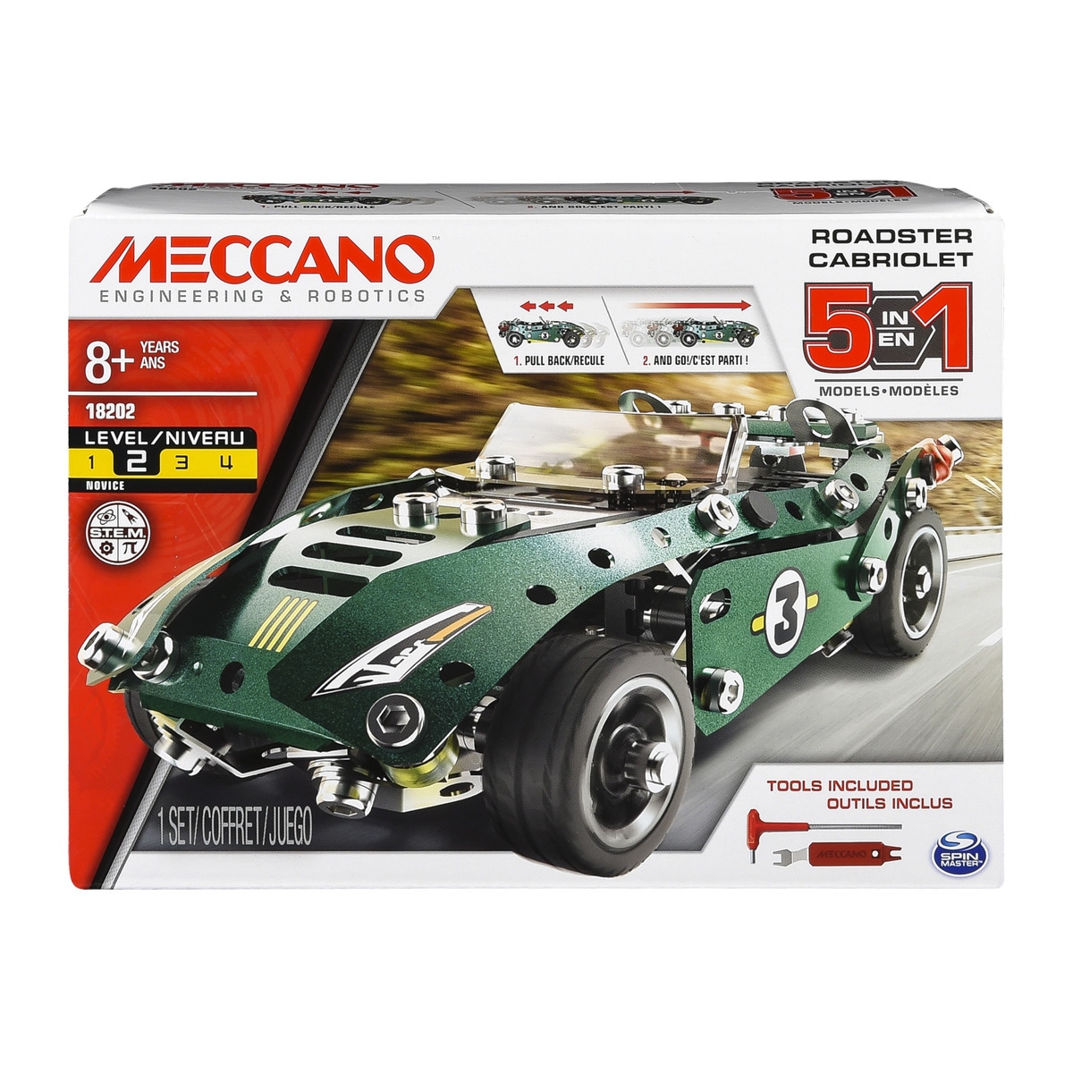 Meccano - Vehículo De  Set 5 Modelos Coche Tracción Trasera