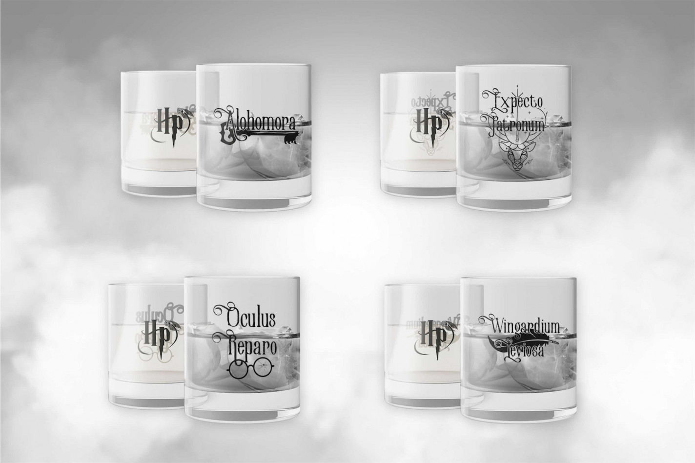 Harry Potter Hechizos Set 4Vasos Cristal