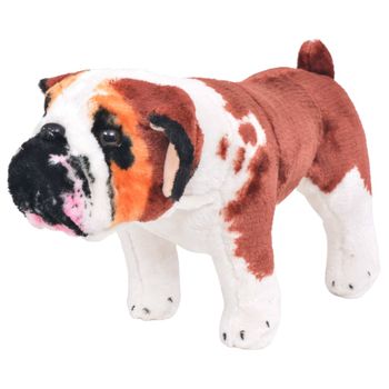 Perro Bulldog De Peluche De Pie Blanco Y Marrón Xxl Vidaxl